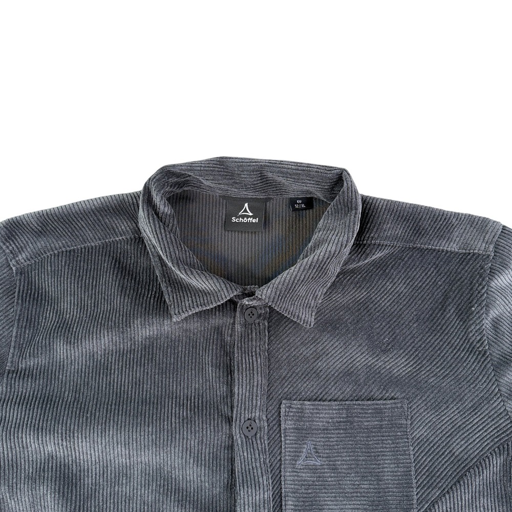 Schöffel‎ Corduroy Shirt Mens XXL Gray Germany Button Front Outdoor Casual